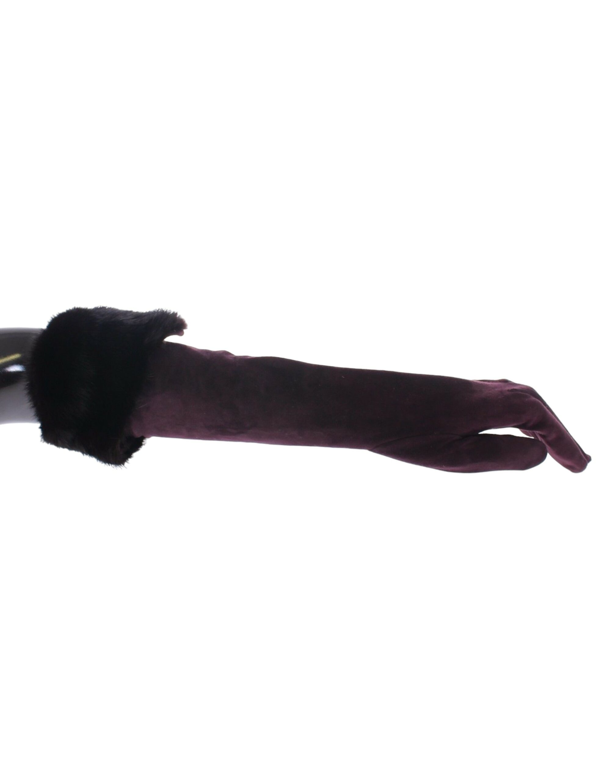 Purple Mink Fur Goatskin Suede Leather Gloves hover