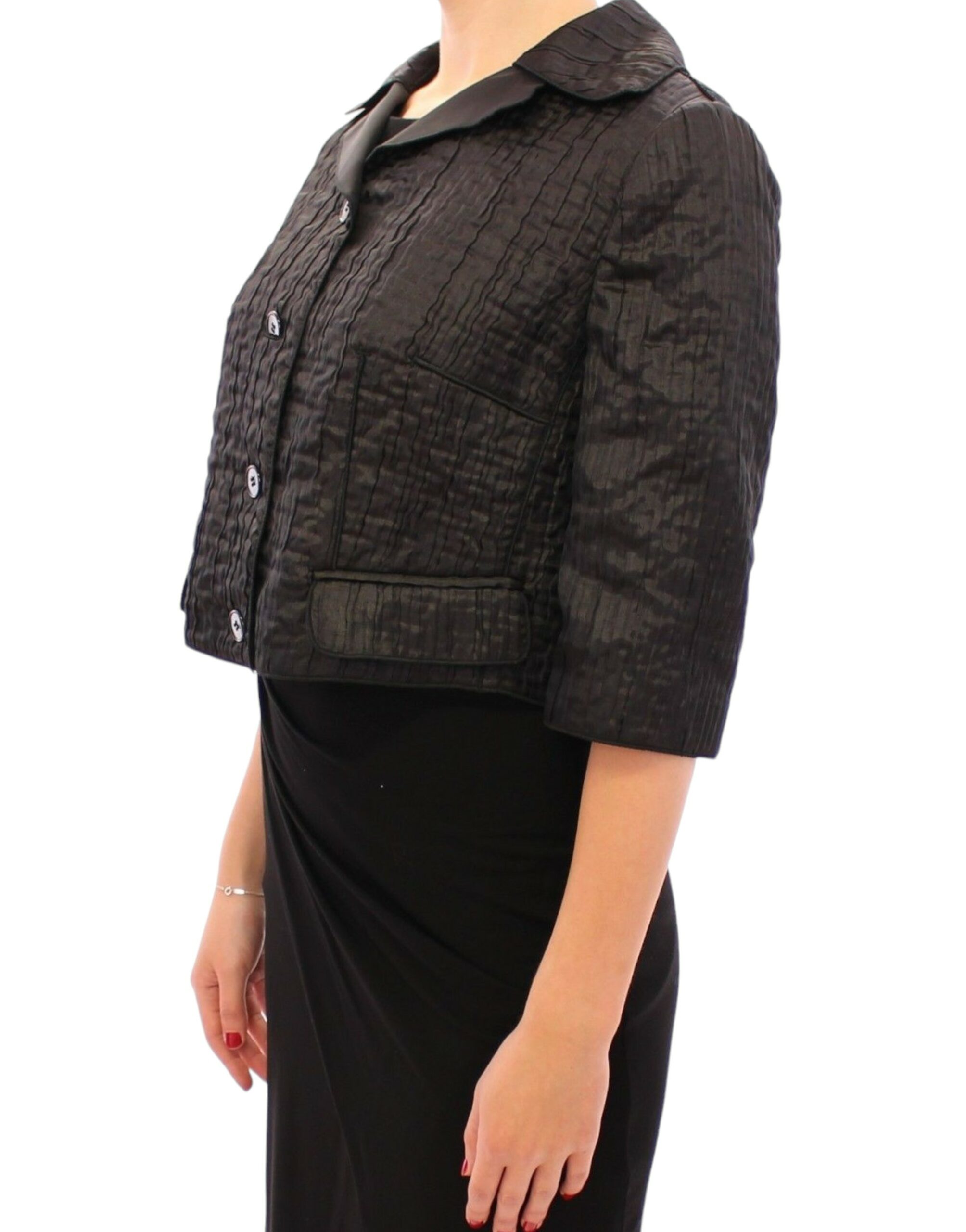 Black Short Bolero Shrug Jacket Coat hover