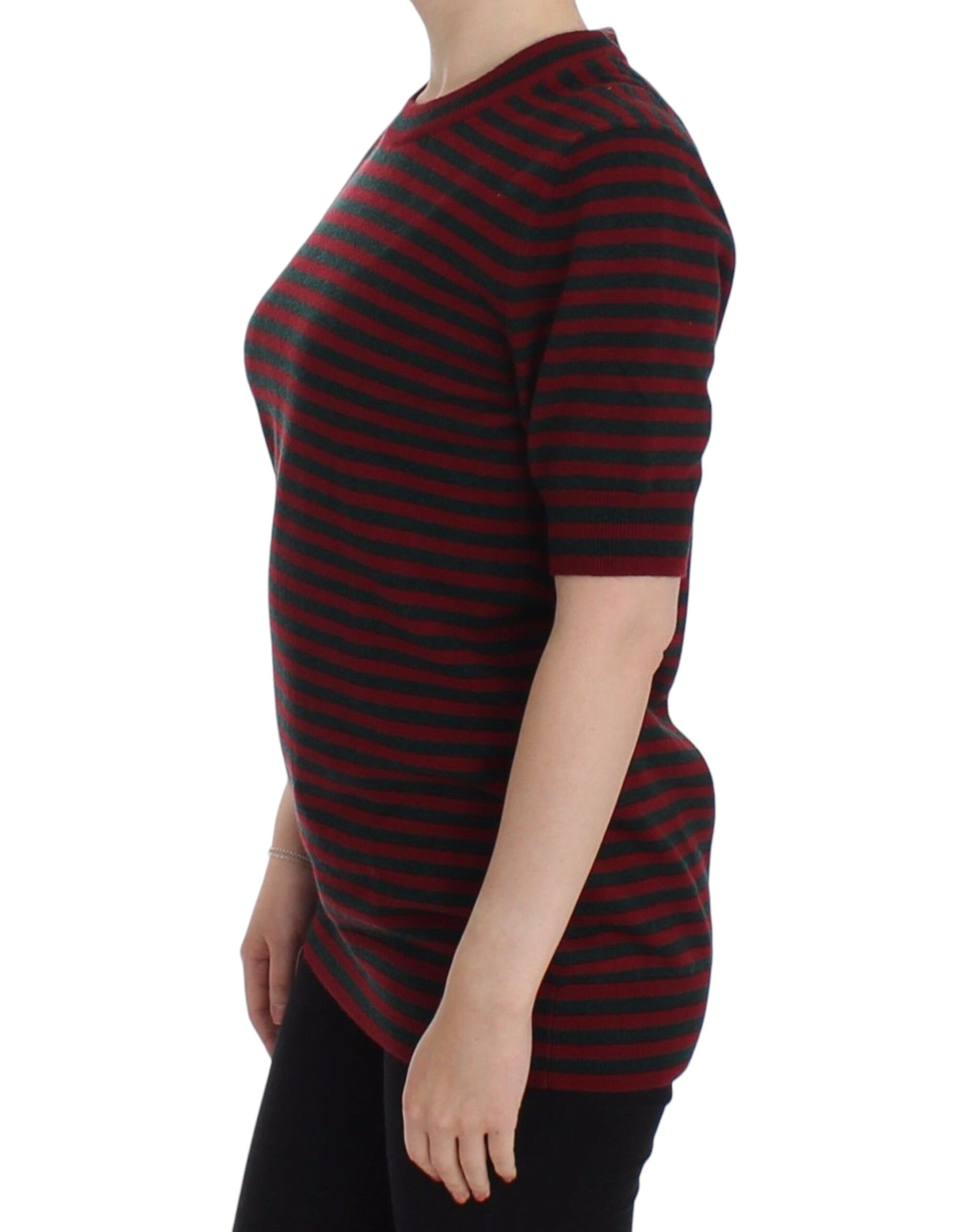 Red Gray Cashmere Short Sleeve Sweater hover
