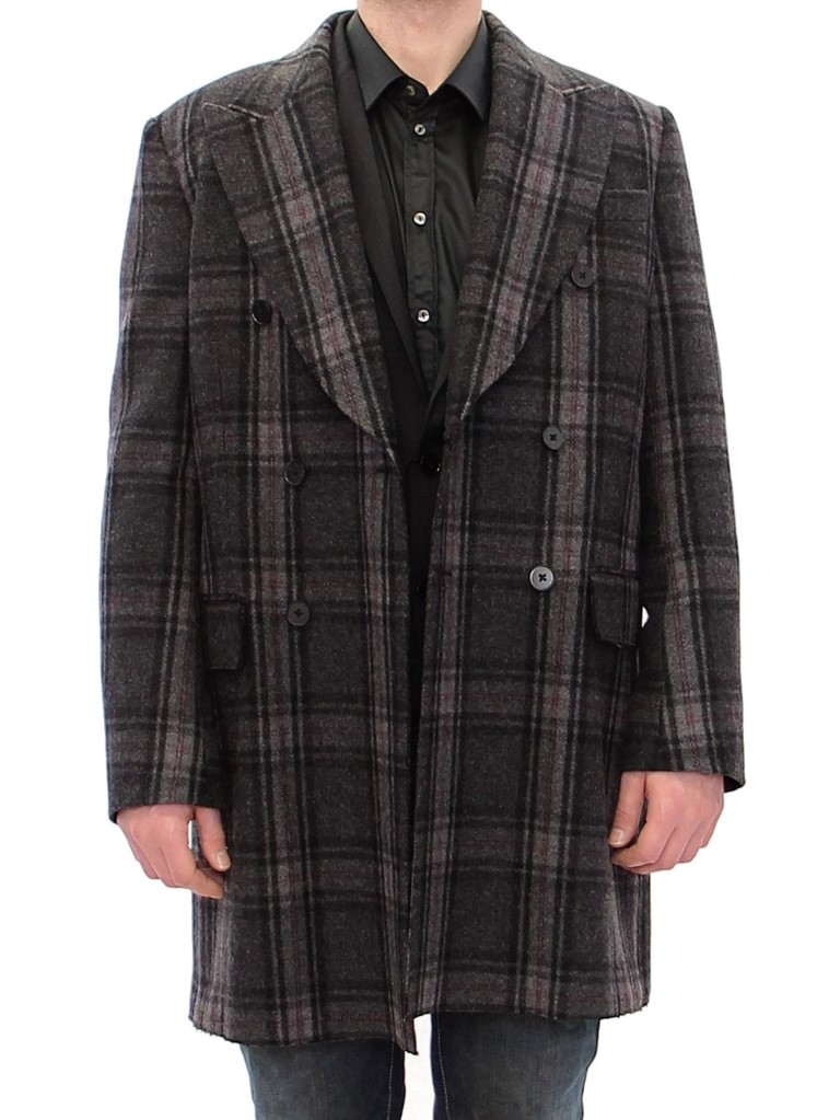 Sicilia Checkered Wool Blend Coat hover