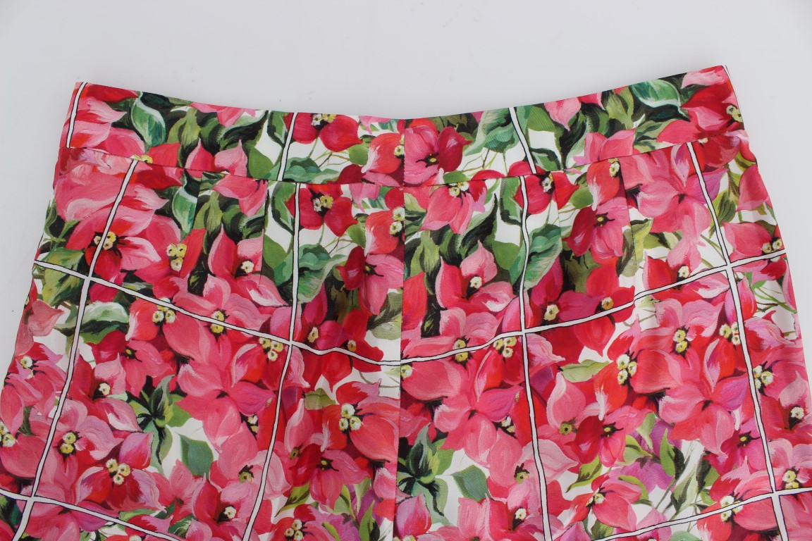 Multicolor Floral Silk Capri Pants