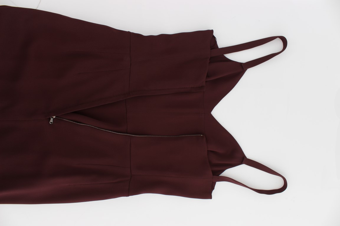 Bordeaux Stretch Full Length Sheath Dress