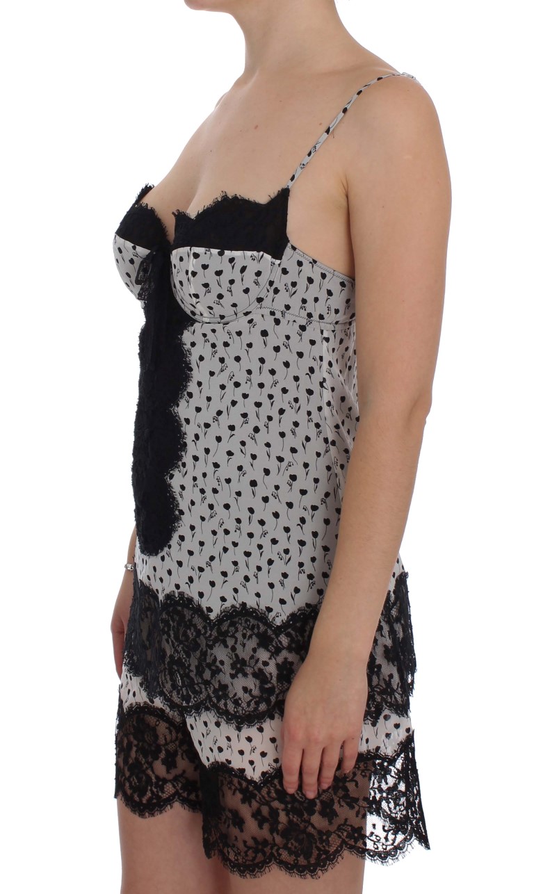 Black Silk Lace Babydoll Lingerie Top hover