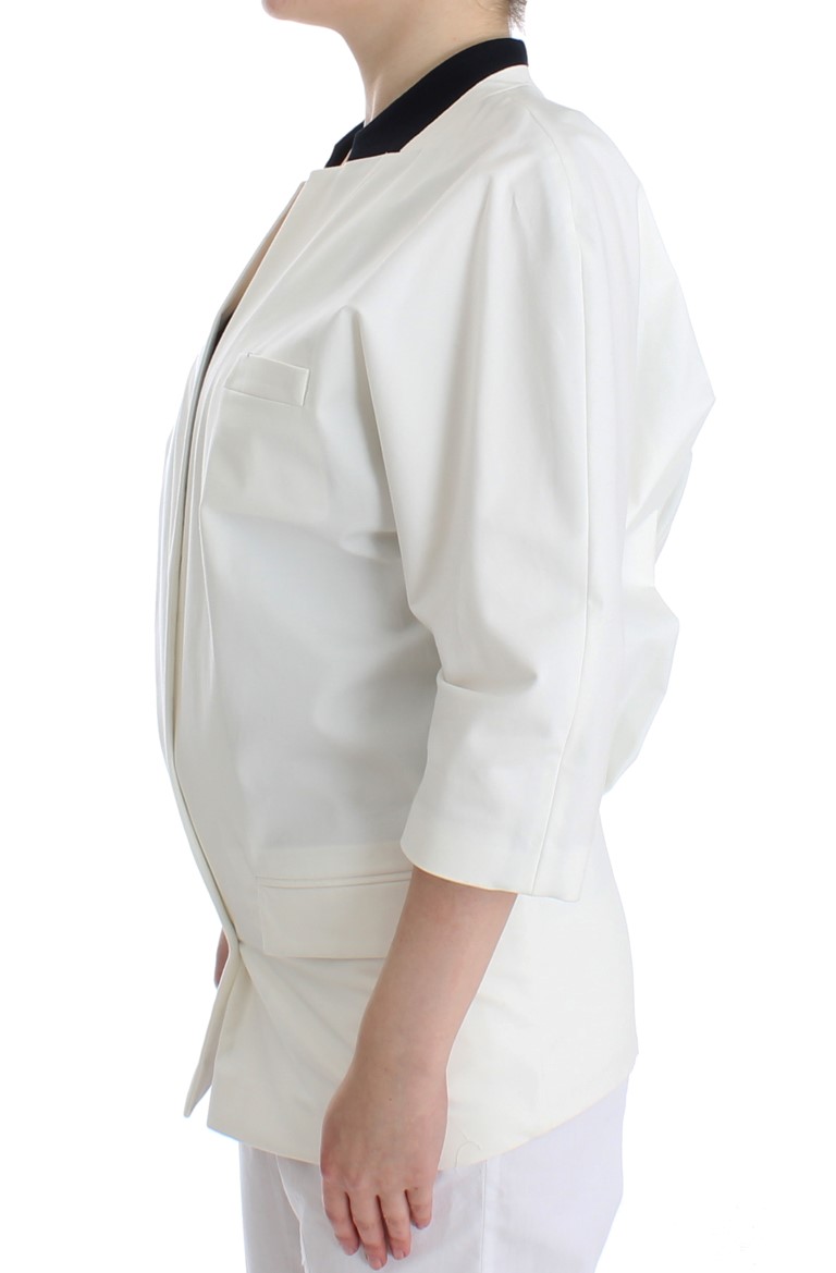 White Cotton Blend Oversized Blazer Jacket hover