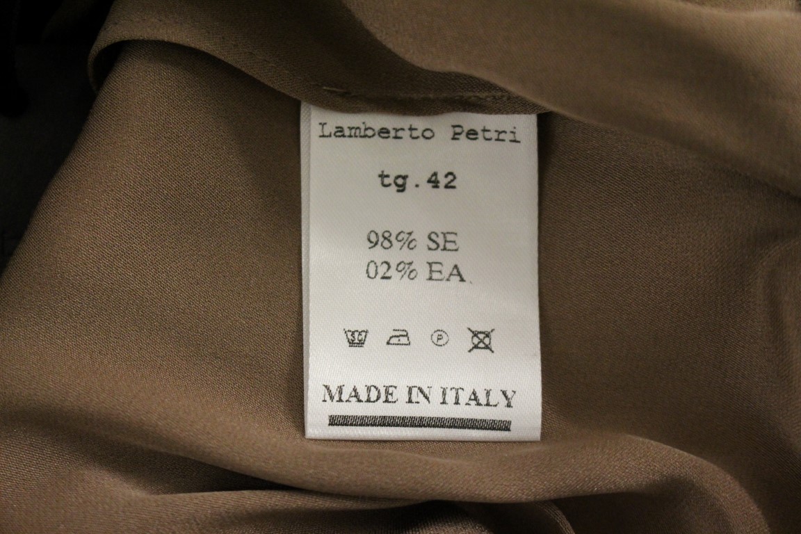 Brown Draped Silk Sheath Shift Coctail Dress