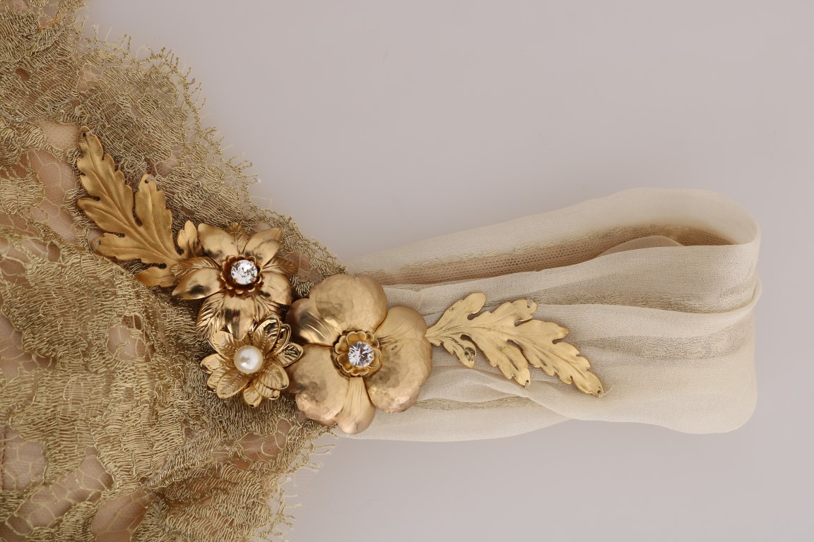 Gold Silk Crystal Embellished Dress