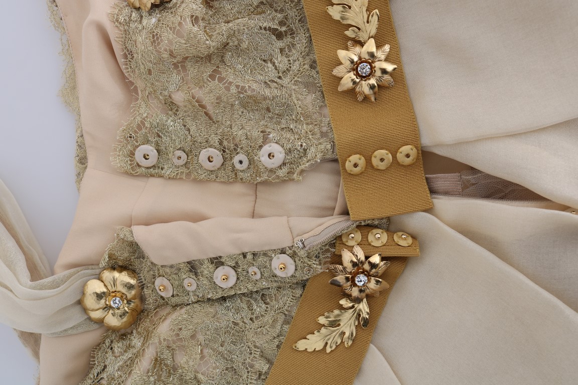 Gold Silk Crystal Embellished Dress