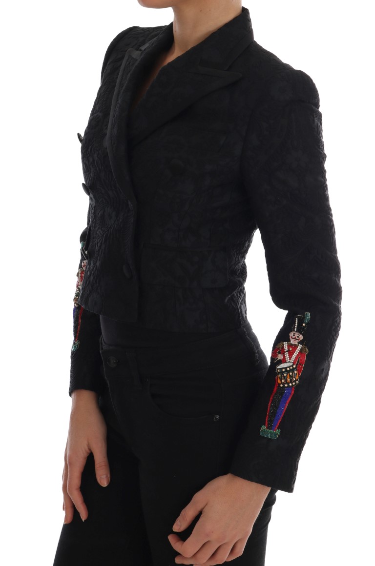 Black Brocade Blazer Jacket hover