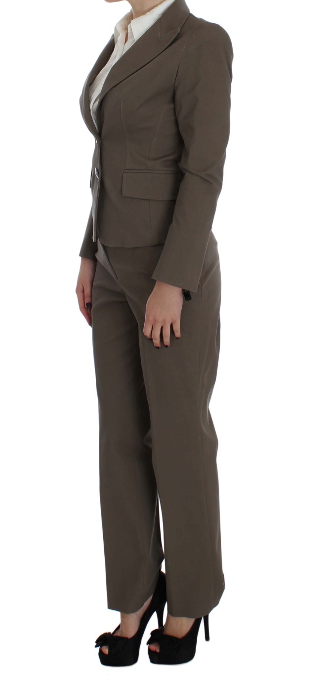Beige Wool-Cotton Suit Set Chic Elegance hover