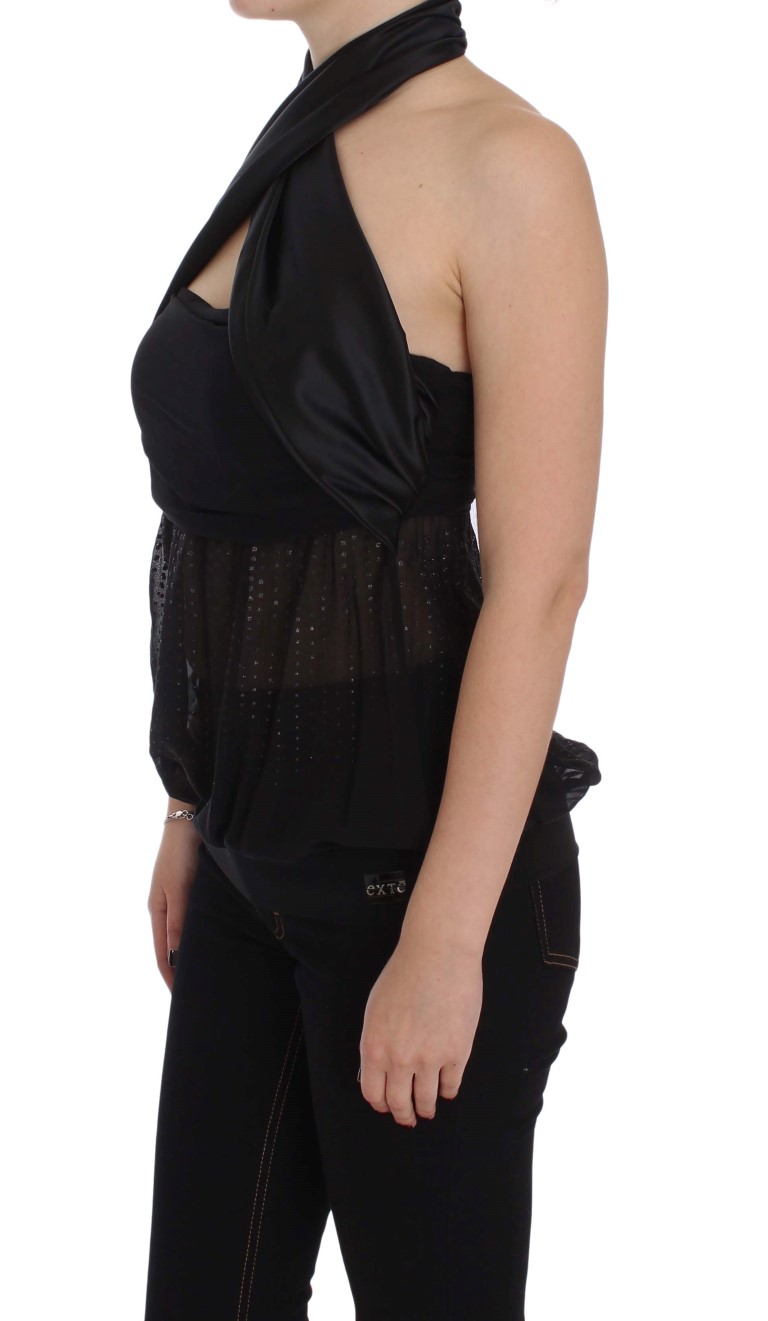 Black Neck Wrap Top Blouse hover
