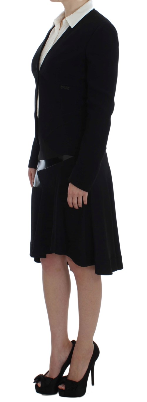 Black Blue Two Piece Suit Skirt & Blazer hover