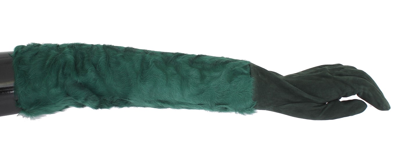 Green Leather Xiangao Fur Elbow Gloves hover
