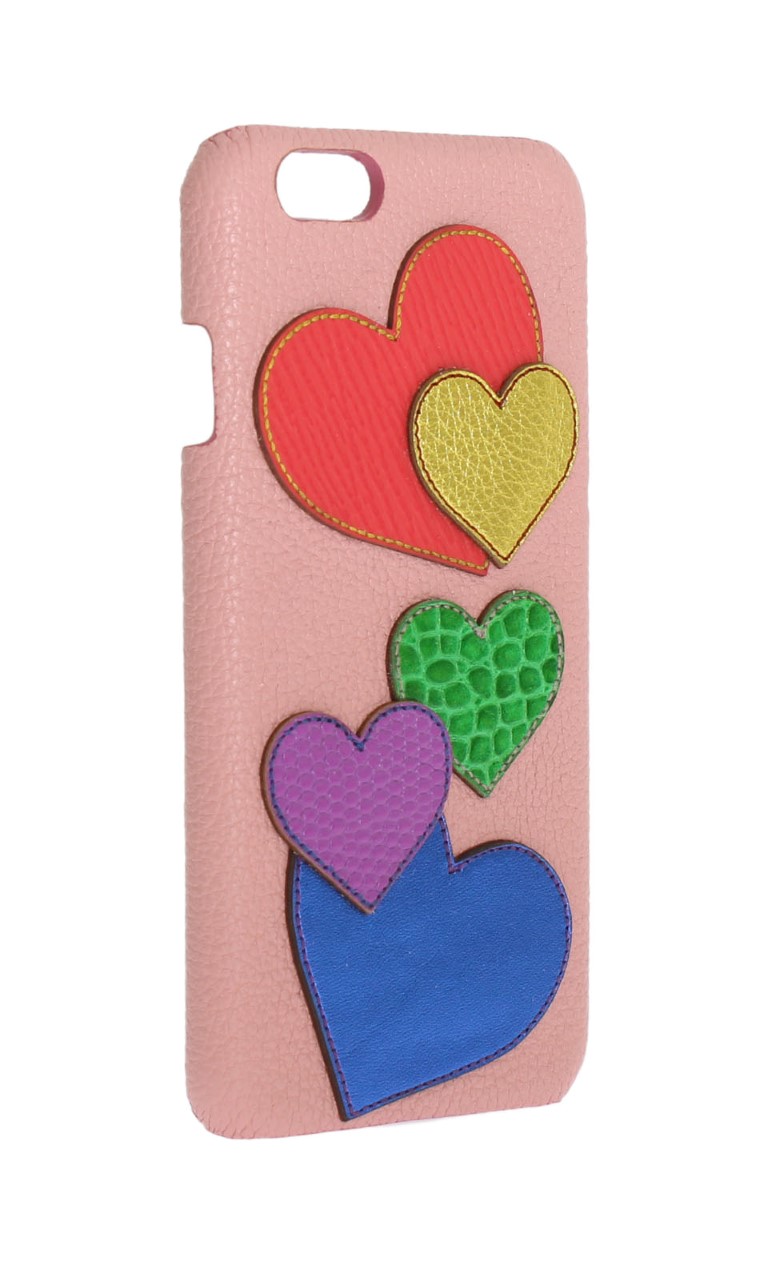 Pink Leather Heart Phone Cover hover
