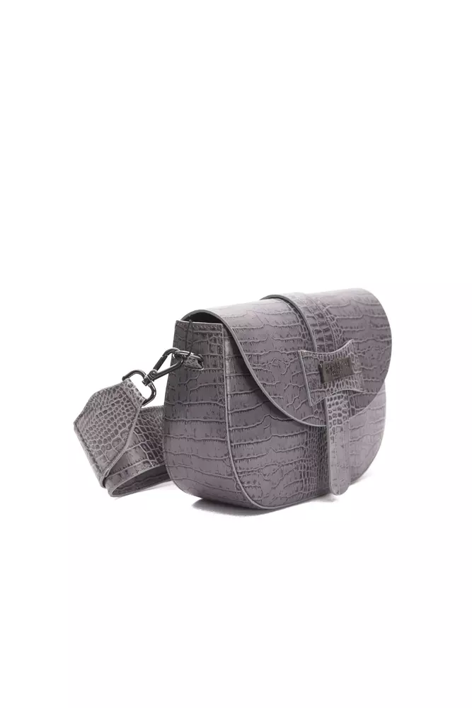 Gray Leather Women Crossbody Bag hover