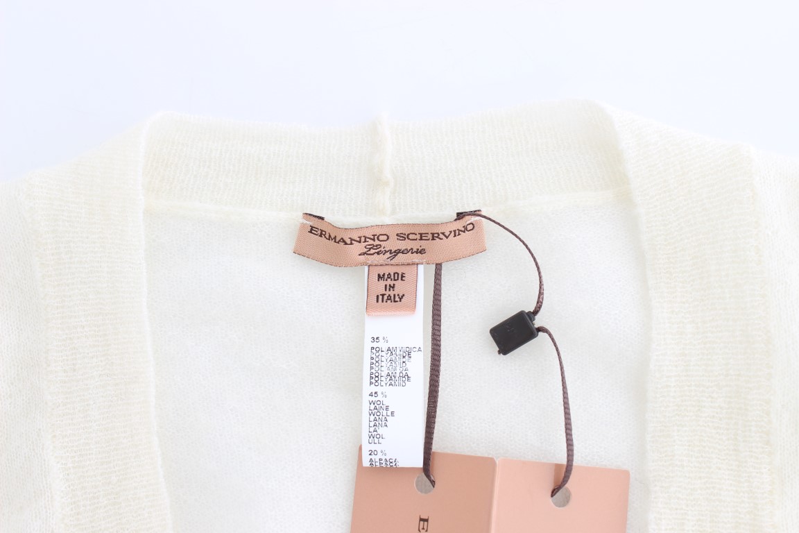 White Wool Cardigan Sweater