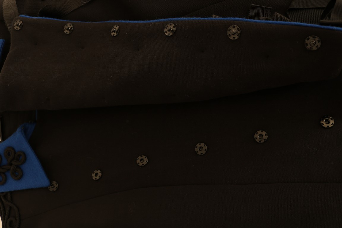 Chic Black & Blue Short Trench Jacket