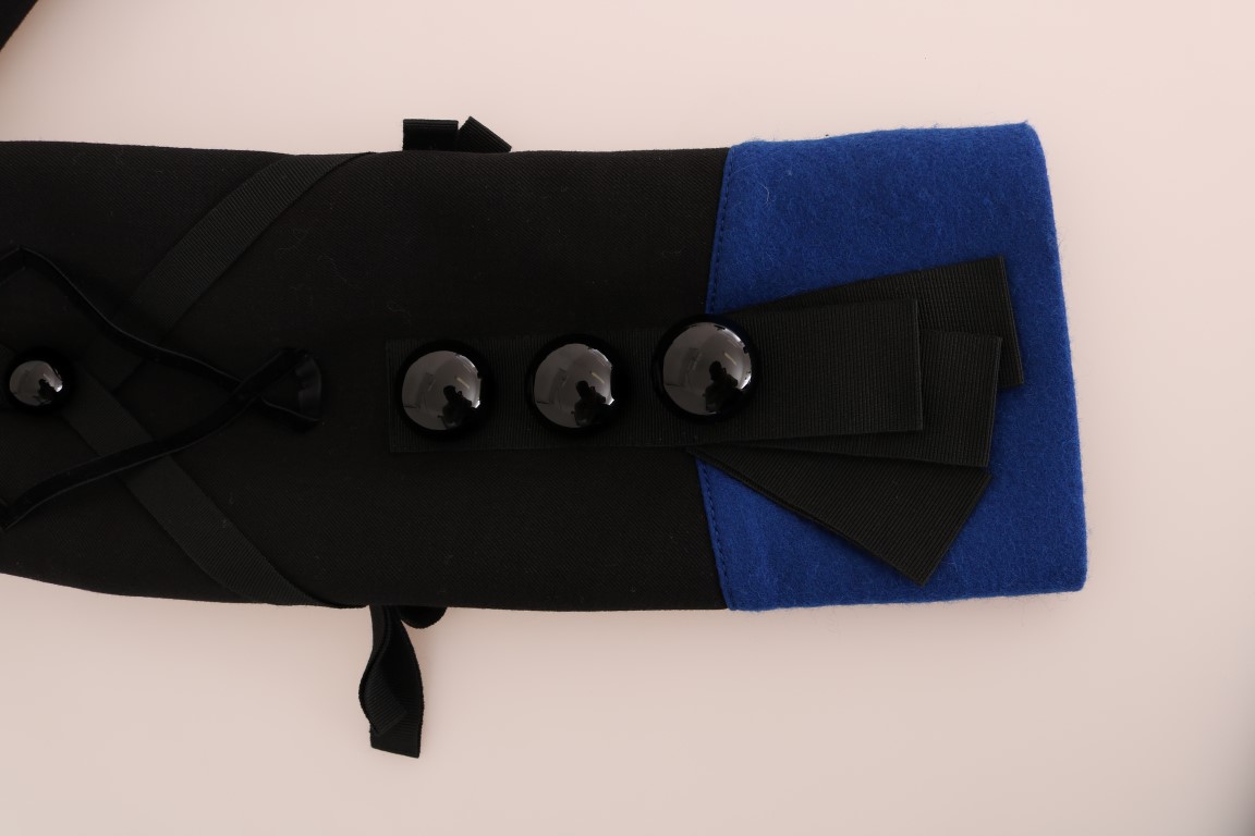 Chic Black & Blue Short Trench Jacket