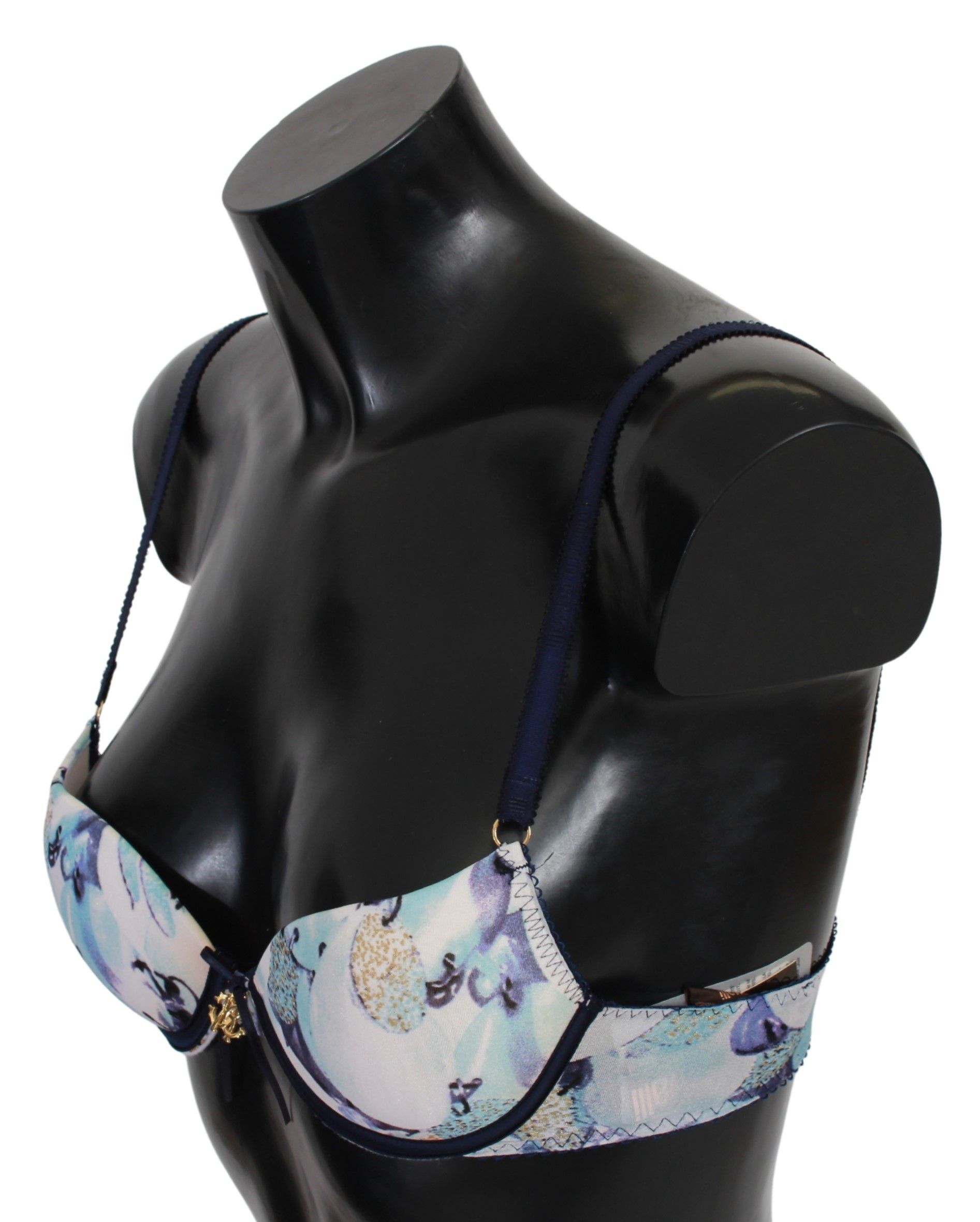 Blue Printed Nylon Reggiseno Bra Underwear hover