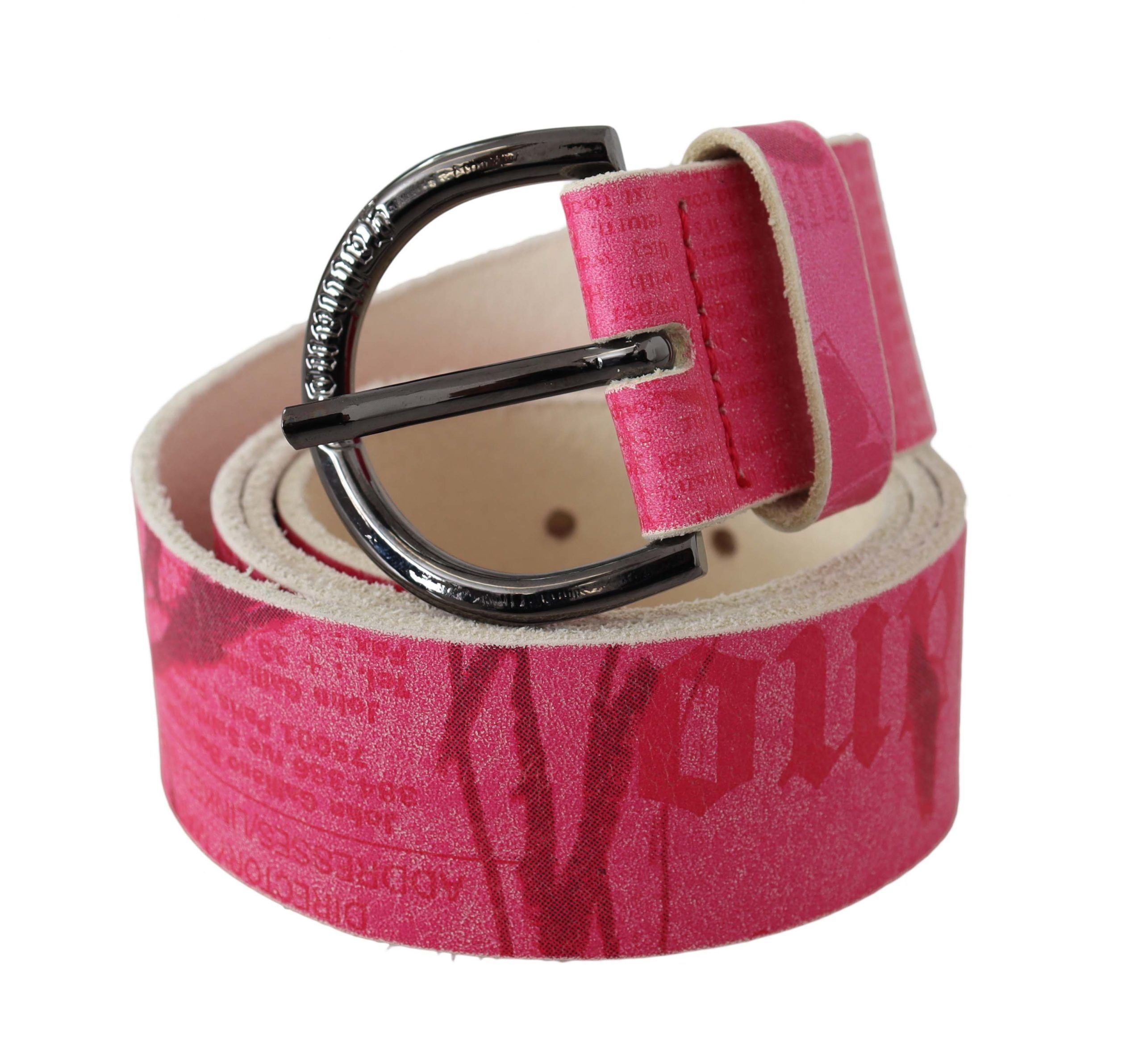 Pink Leather Letter Logo Design Round Buckle Belt hover