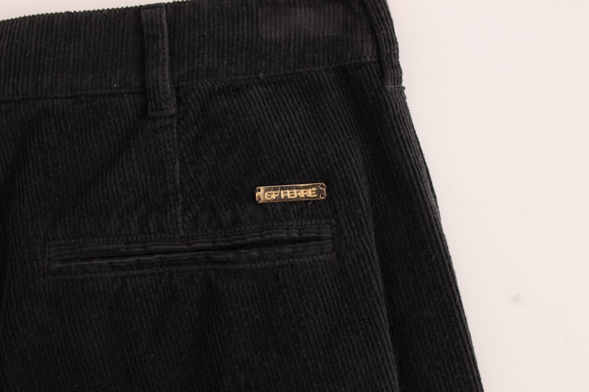 Black Corduroy Cotton Straight Fit Pants