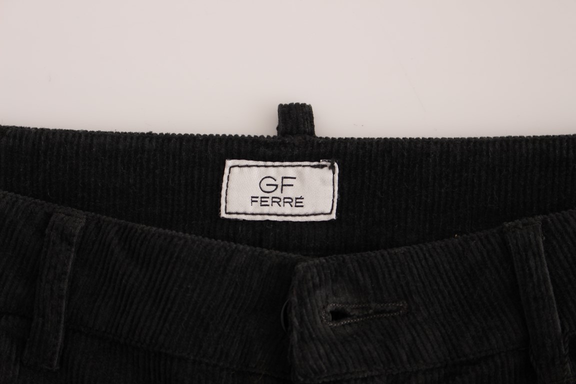 Black Corduroy Cotton Straight Fit Pants