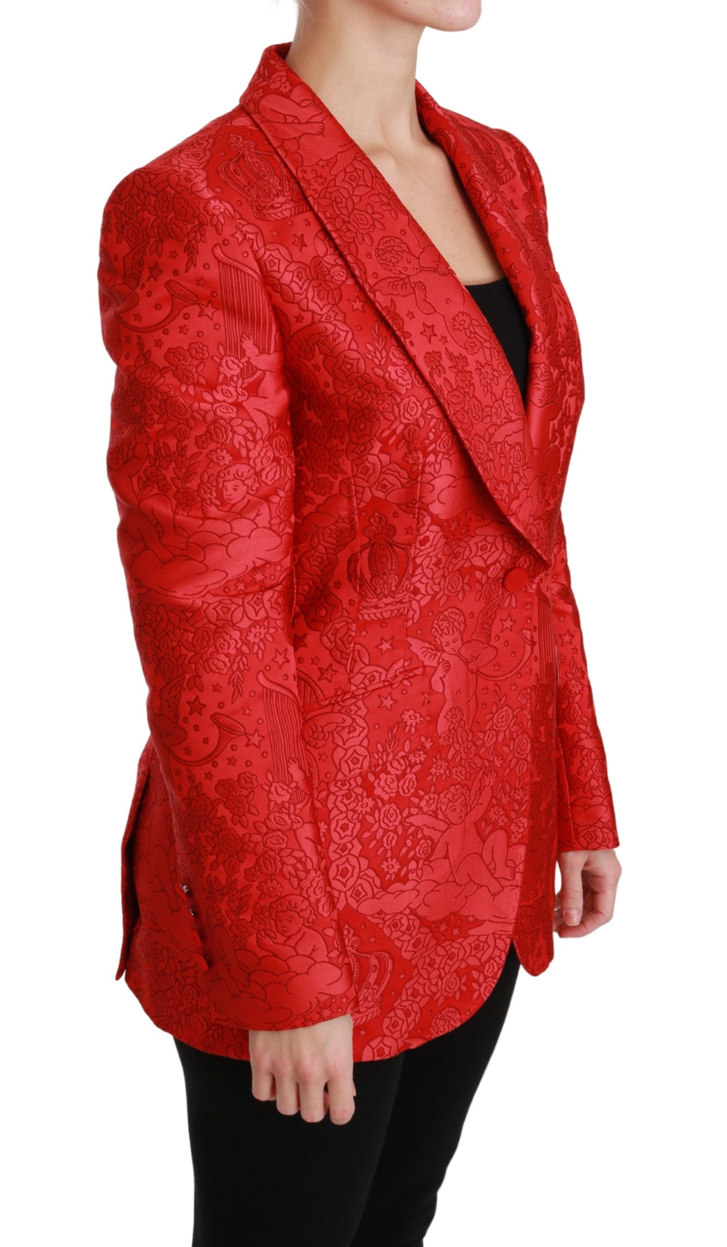 Red Floral Angel Pattern Blazer hover