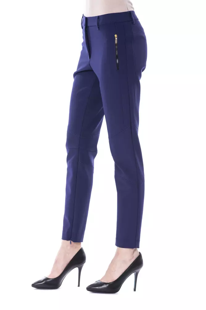 Blue Polyester Women's Slim Fit Pant hover