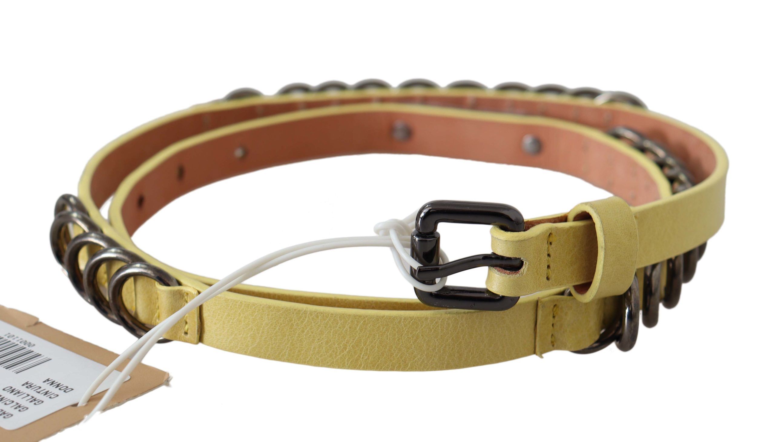 Yellow Leather Luxury Slim Buckle Fancy Belt hover