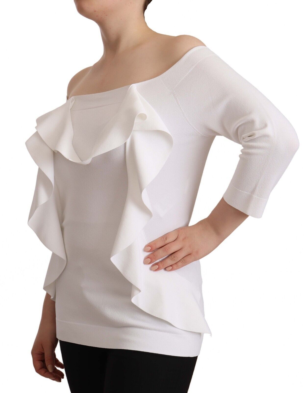 White Long Sleeves Off Shoulder Women Top Blouse hover