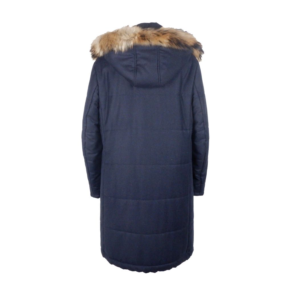 Blue Wool Men's Raincoat hover