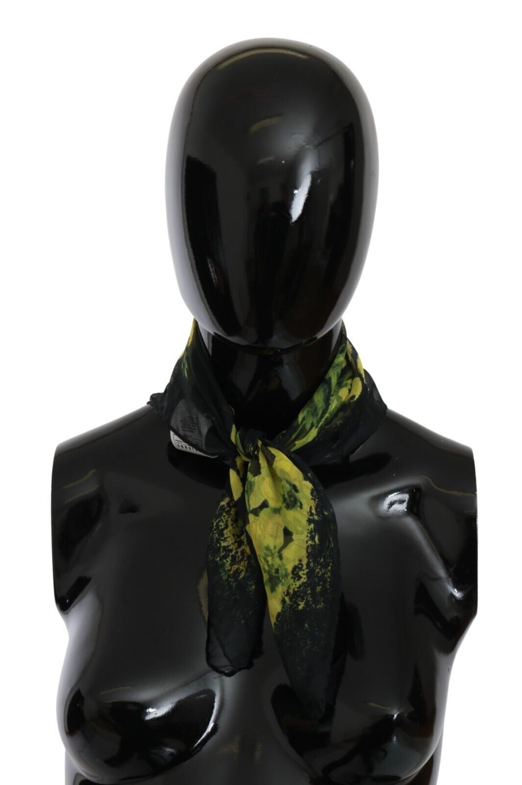 Black Yellow Floral Wrap Shawl Foulard Scarf hover