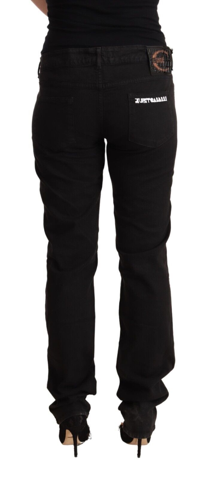 Sleek Mid-Waist Slim Fit Black Jeans hover