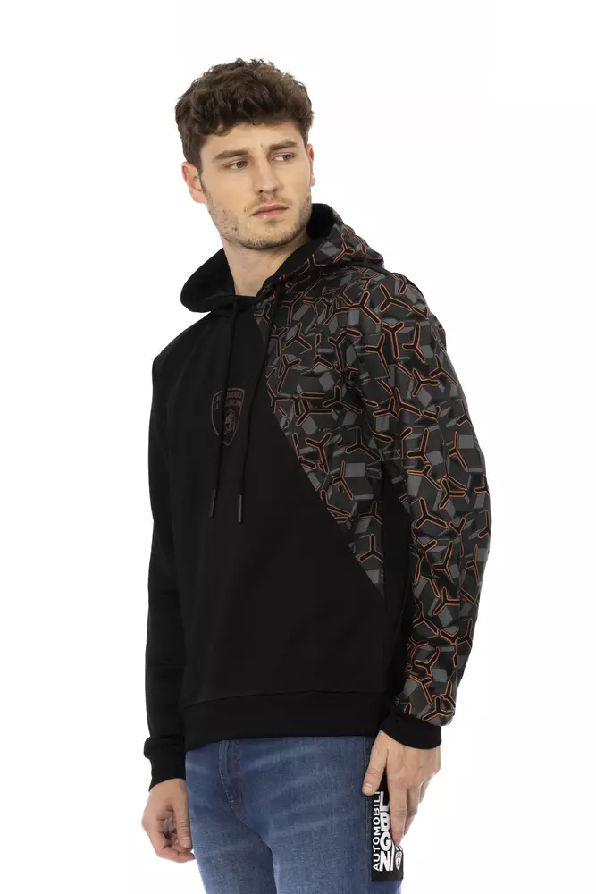 Black Cotton Men's Hooded Sweater hover