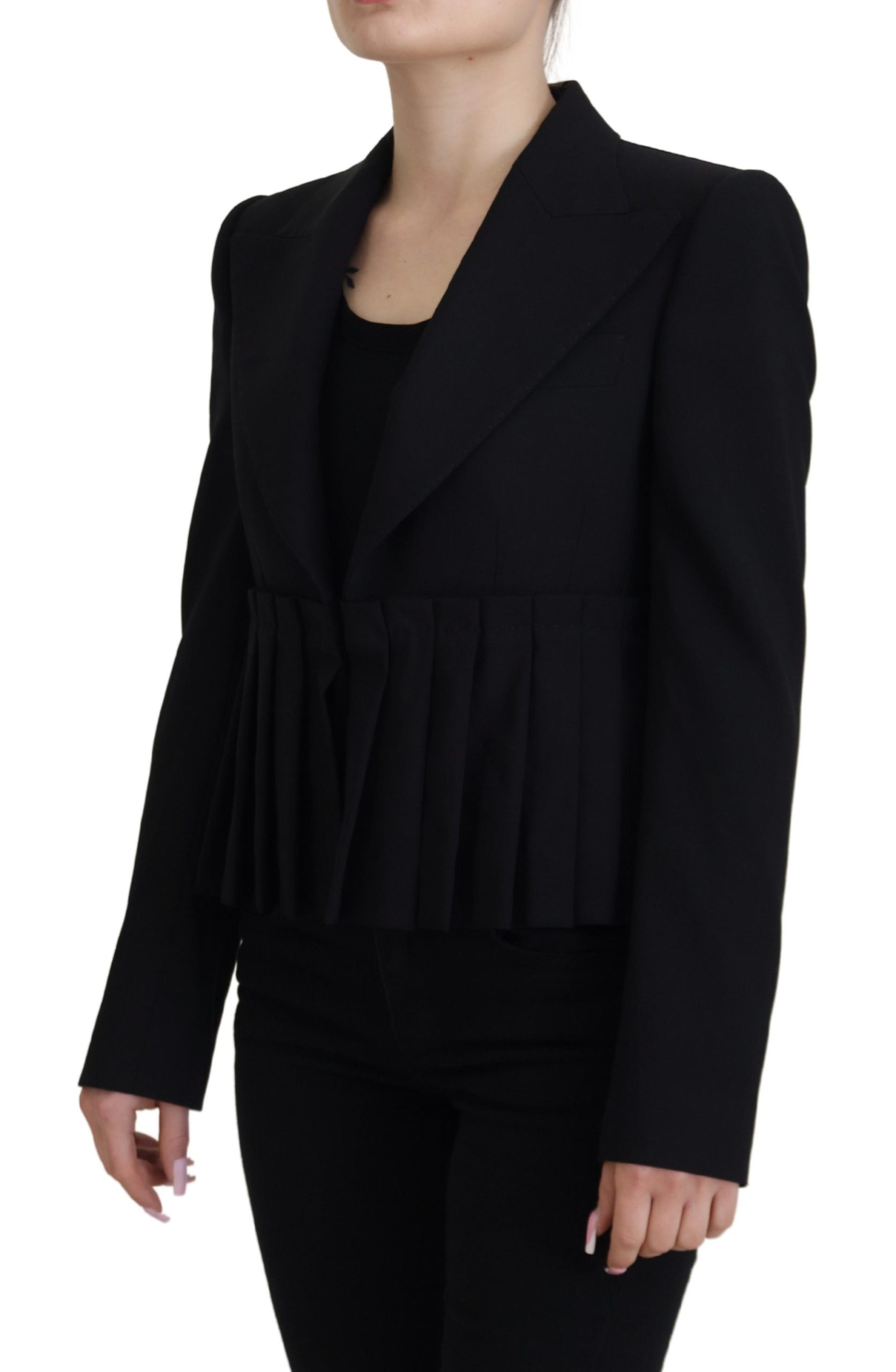 Black Single Breasted Fit Blazer Wool Jacket hover