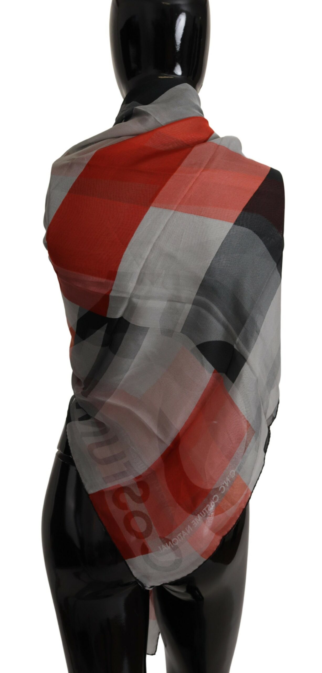 Gray Red Shawl Foulard Wrap  Scarf hover