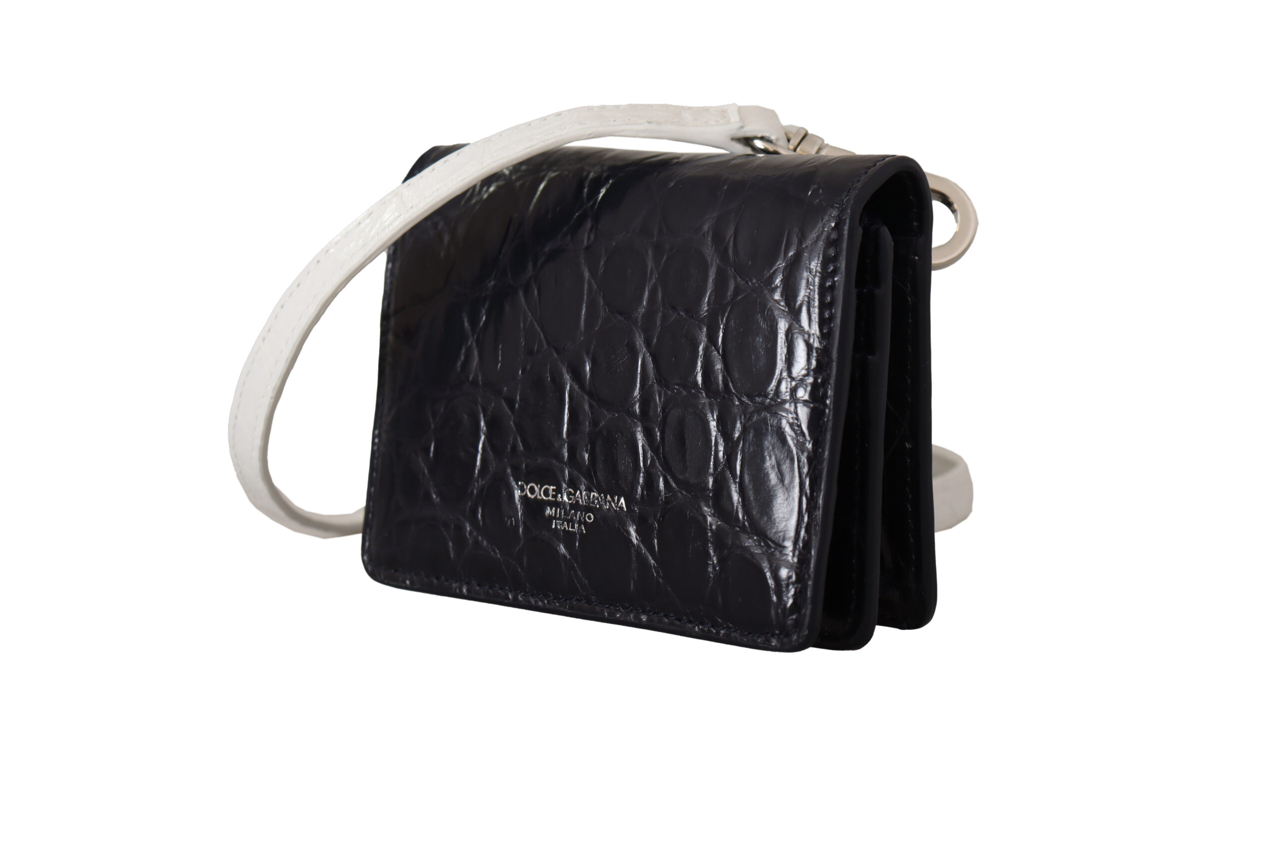 Blue Exotic Leather Bifold Wallet with Strap hover