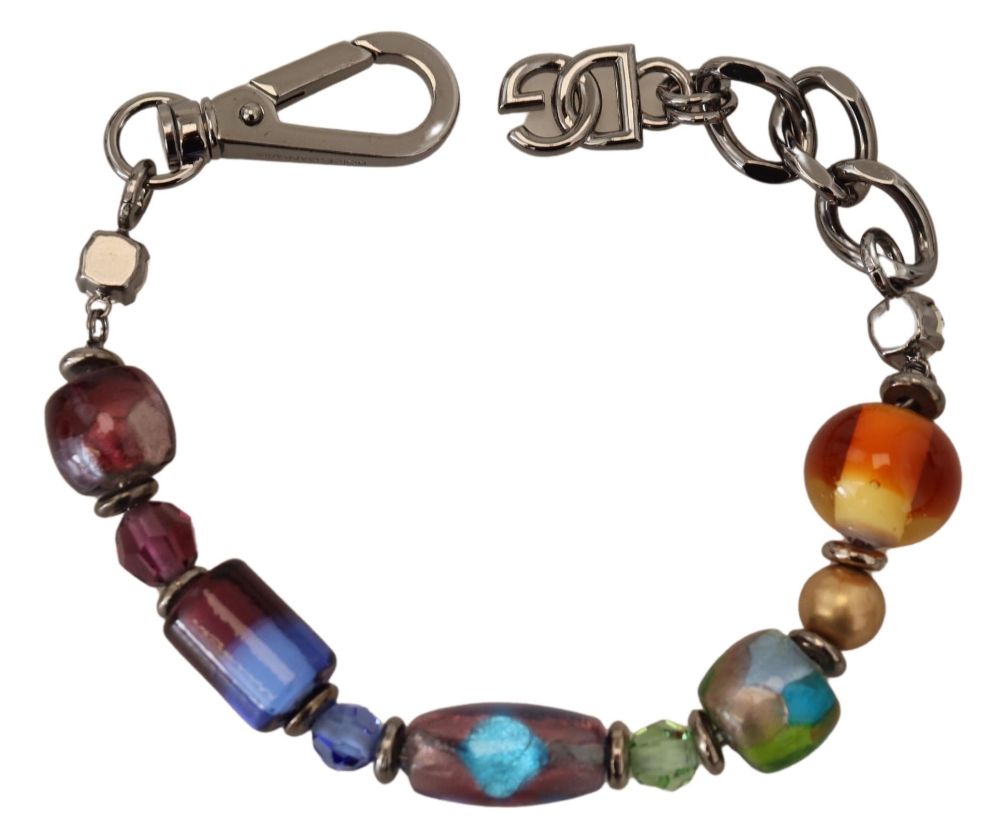 Multicolor Beaded Silver Chain Bracelet hover