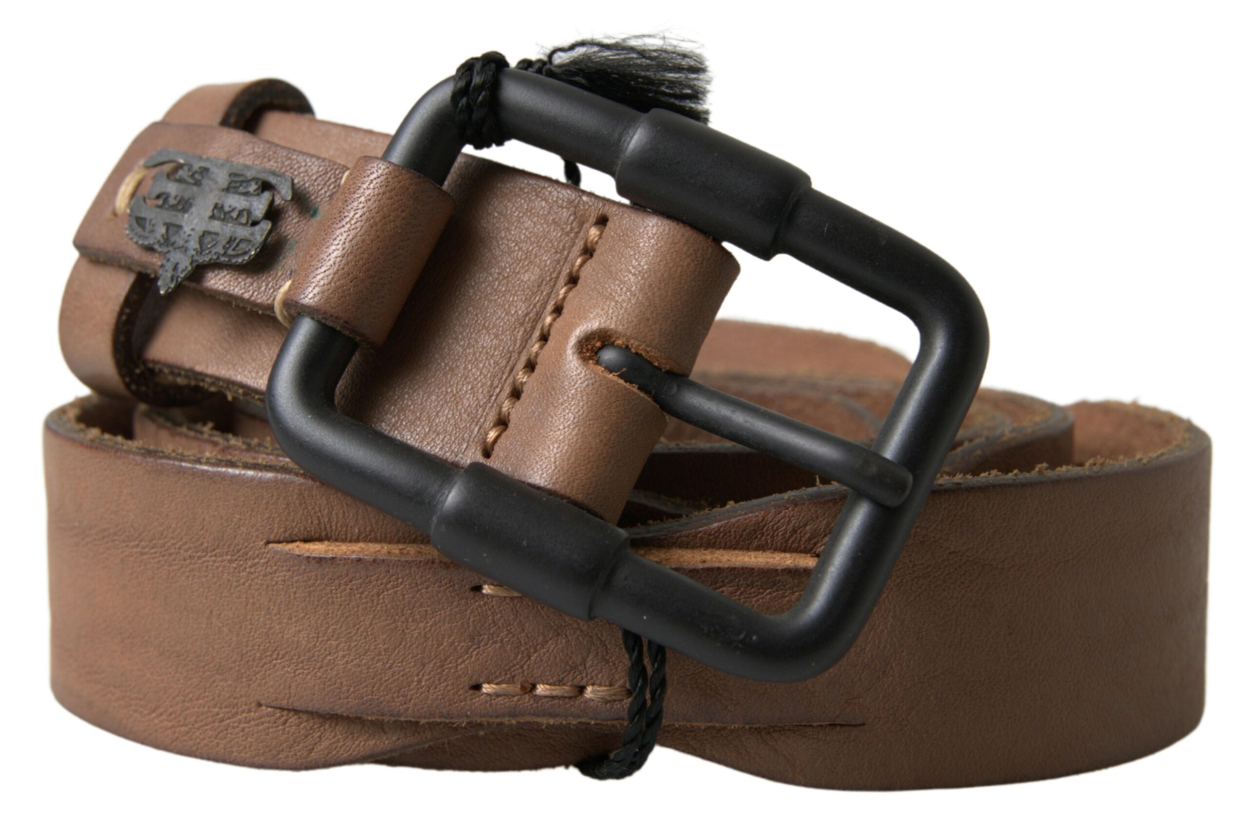 Brown Leather Metal Buckle Waist Men Belt hover