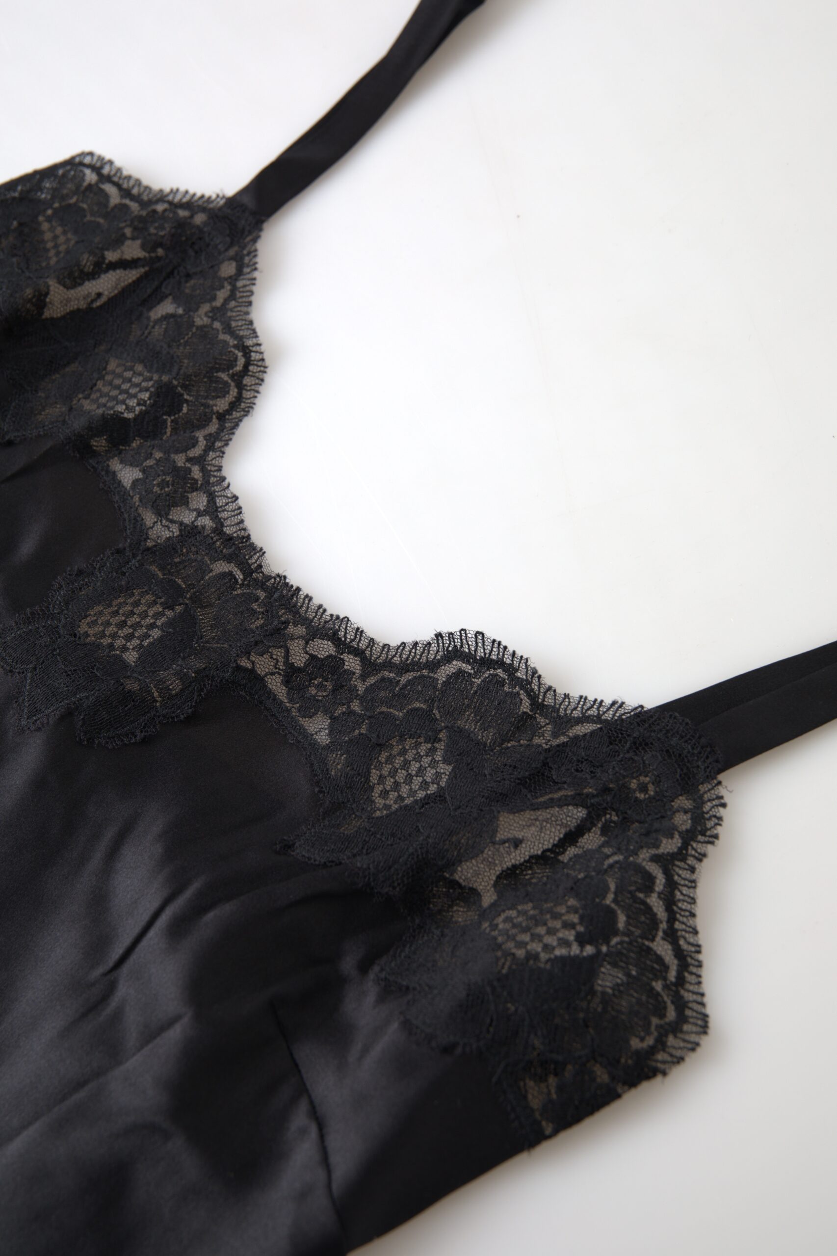 Black Lace Silk Sleepwear Camisole Top Underwear hover