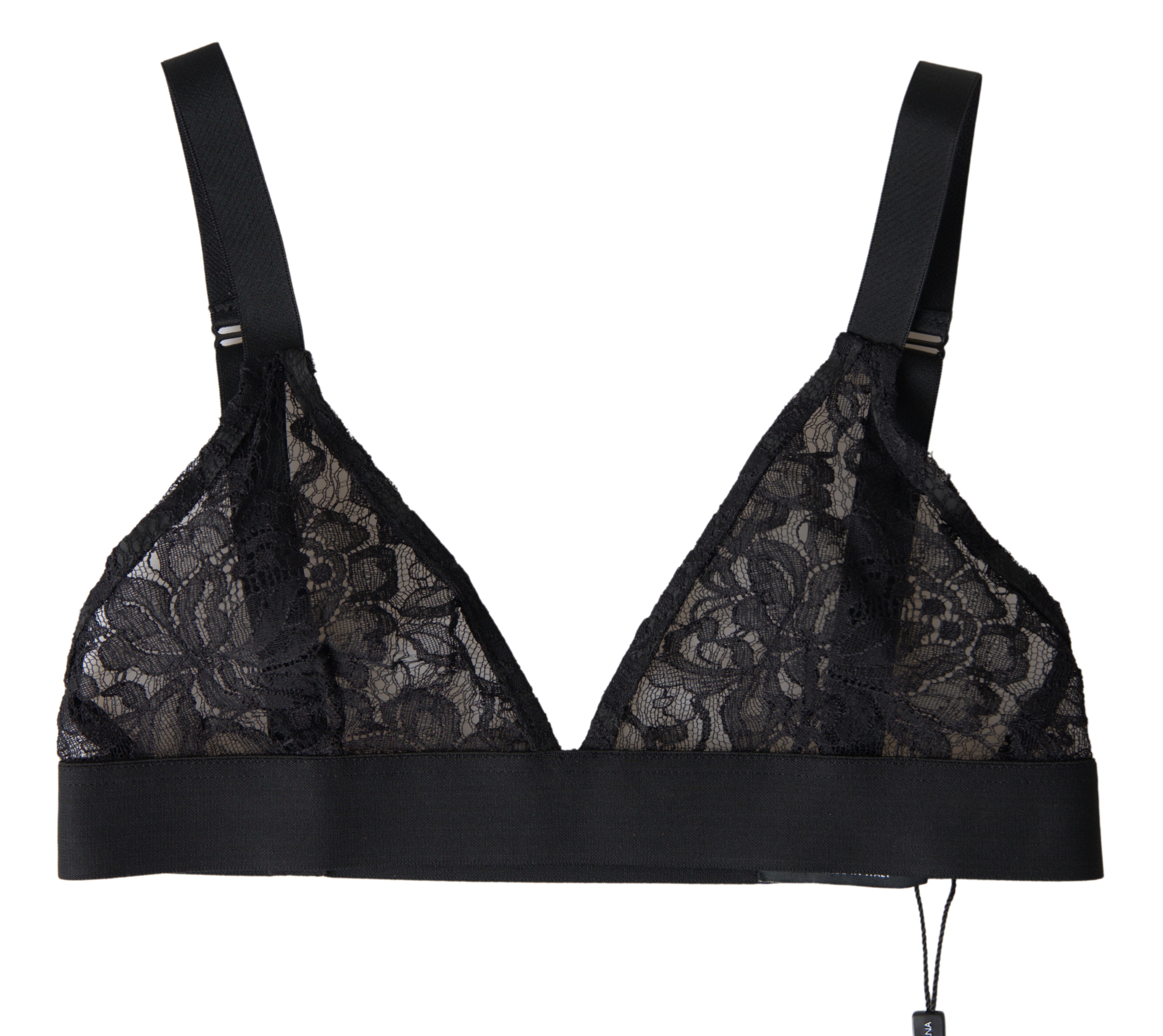 Black Floral Lace Nylon Stretch Bra Underwear hover