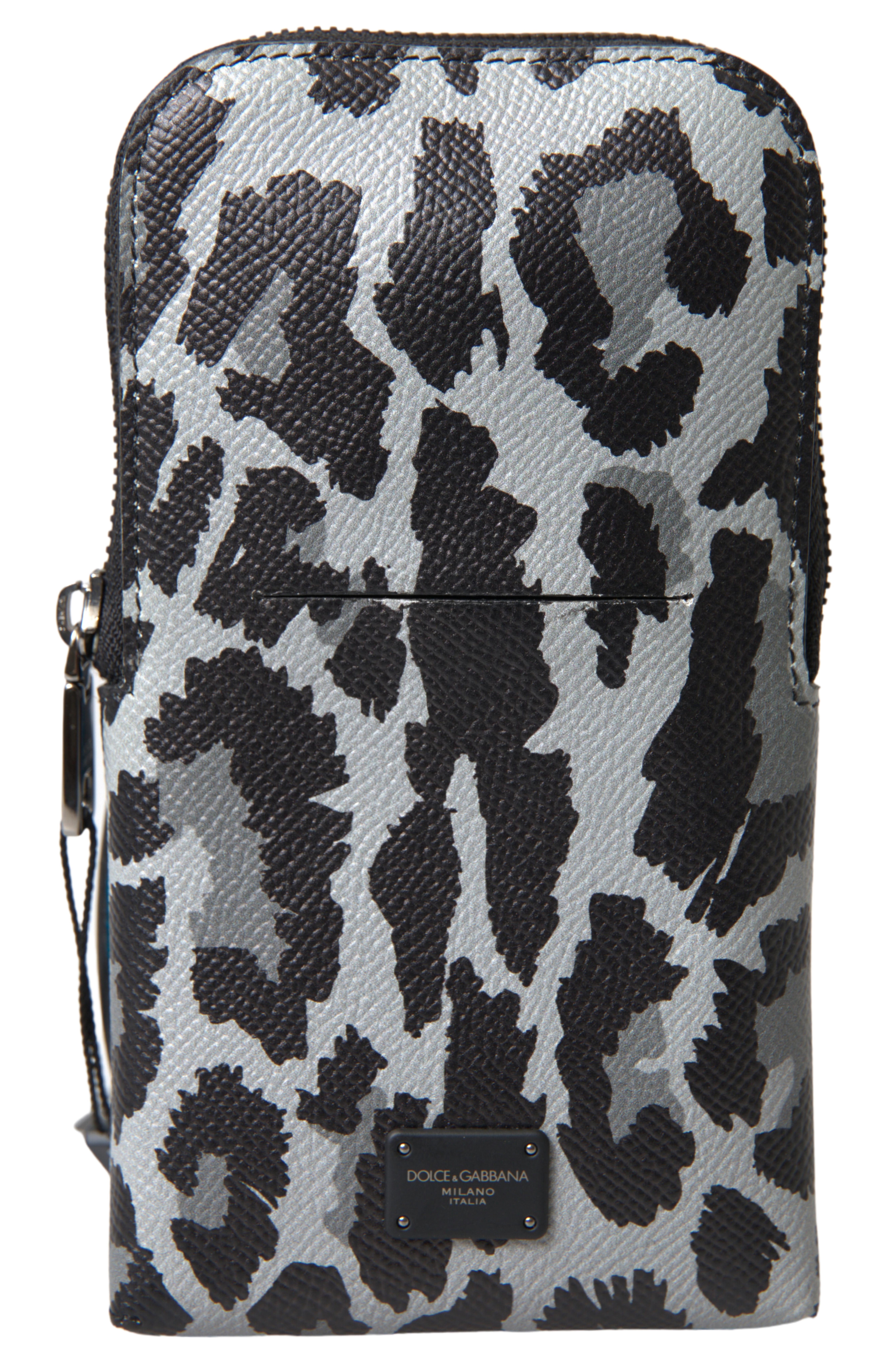 Gray Leopard Leather Men Purse Crossbody Sling Phone Bag hover