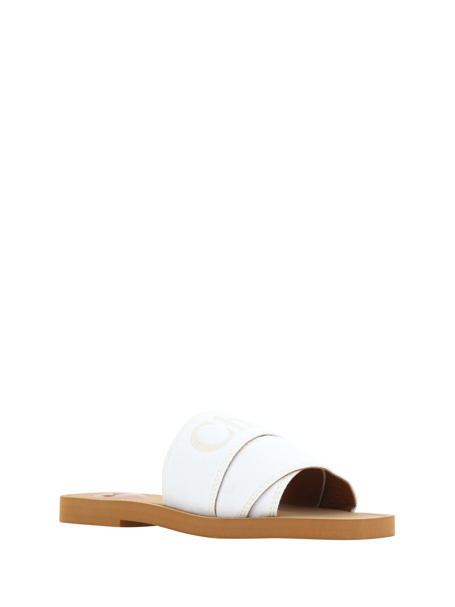 Elegant White Cotton Slide Sandals hover