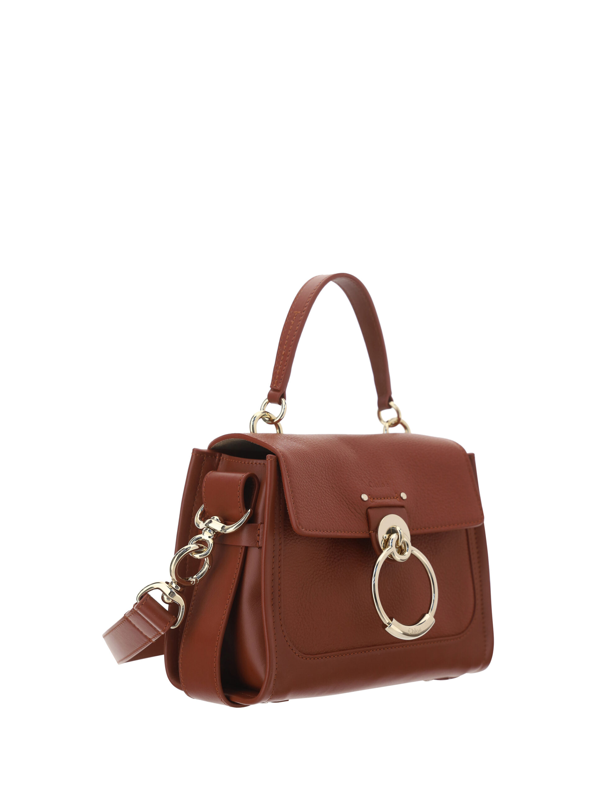 Elegant Sepia Brown Calfskin Shoulder Handbag hover