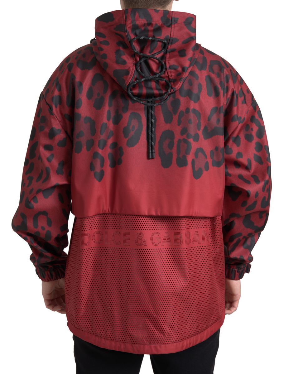 Red Leopard Hooded Rain Coat Jacket hover