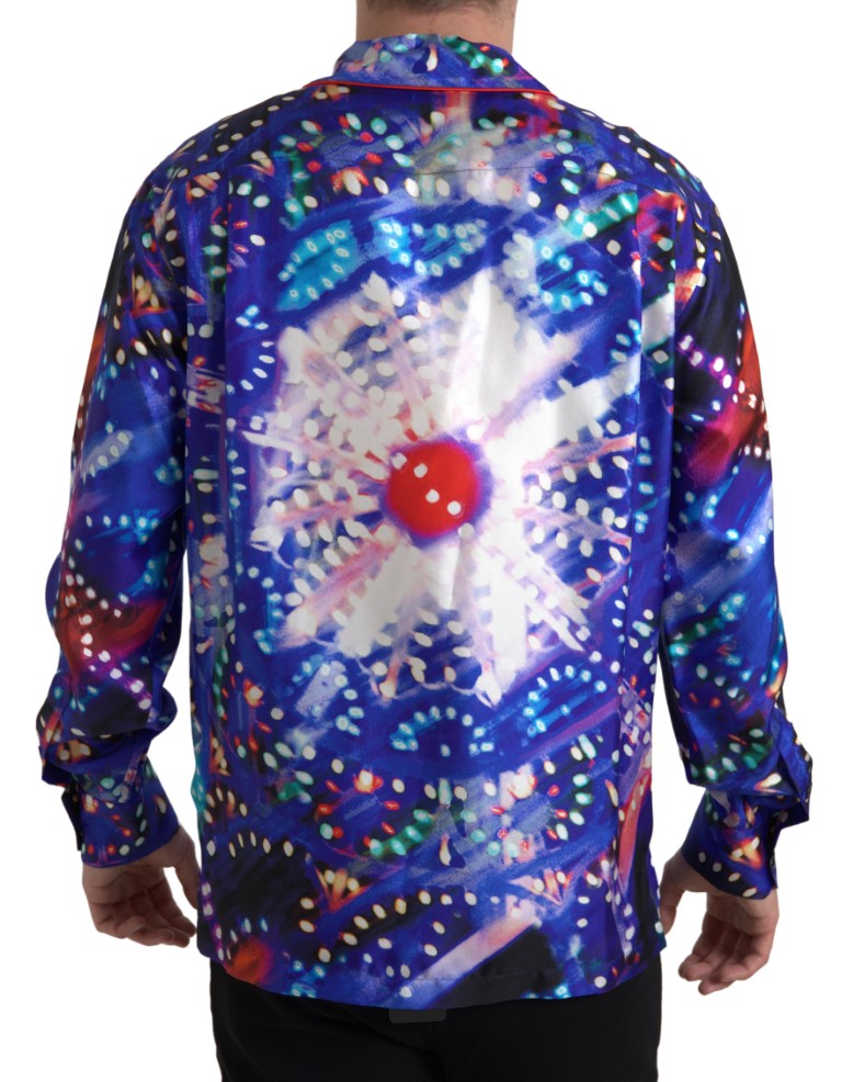 Psychedelic Print Silk Pajama Shirt hover