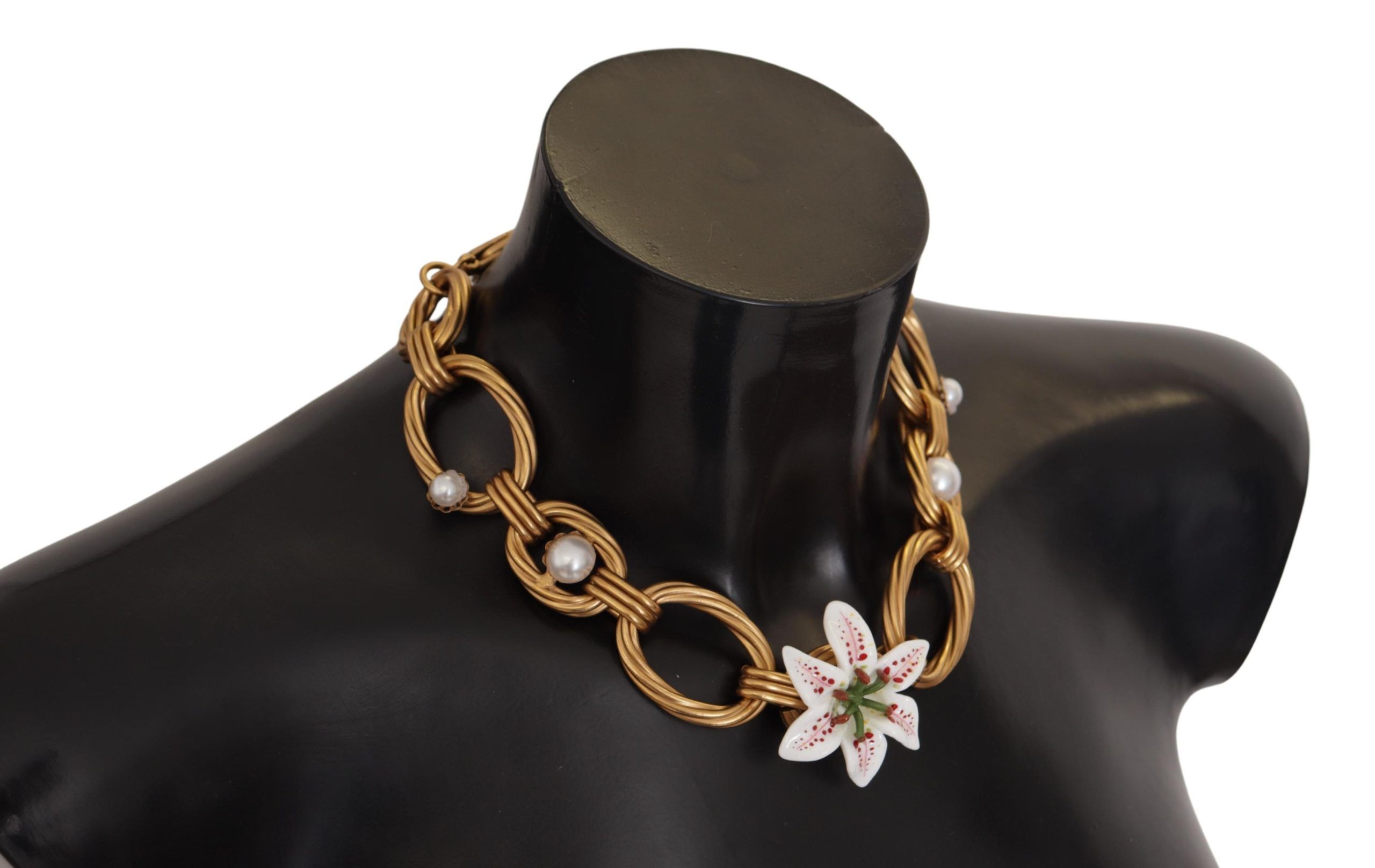 Elegant Gold Lilly Flower Pendant Necklace hover