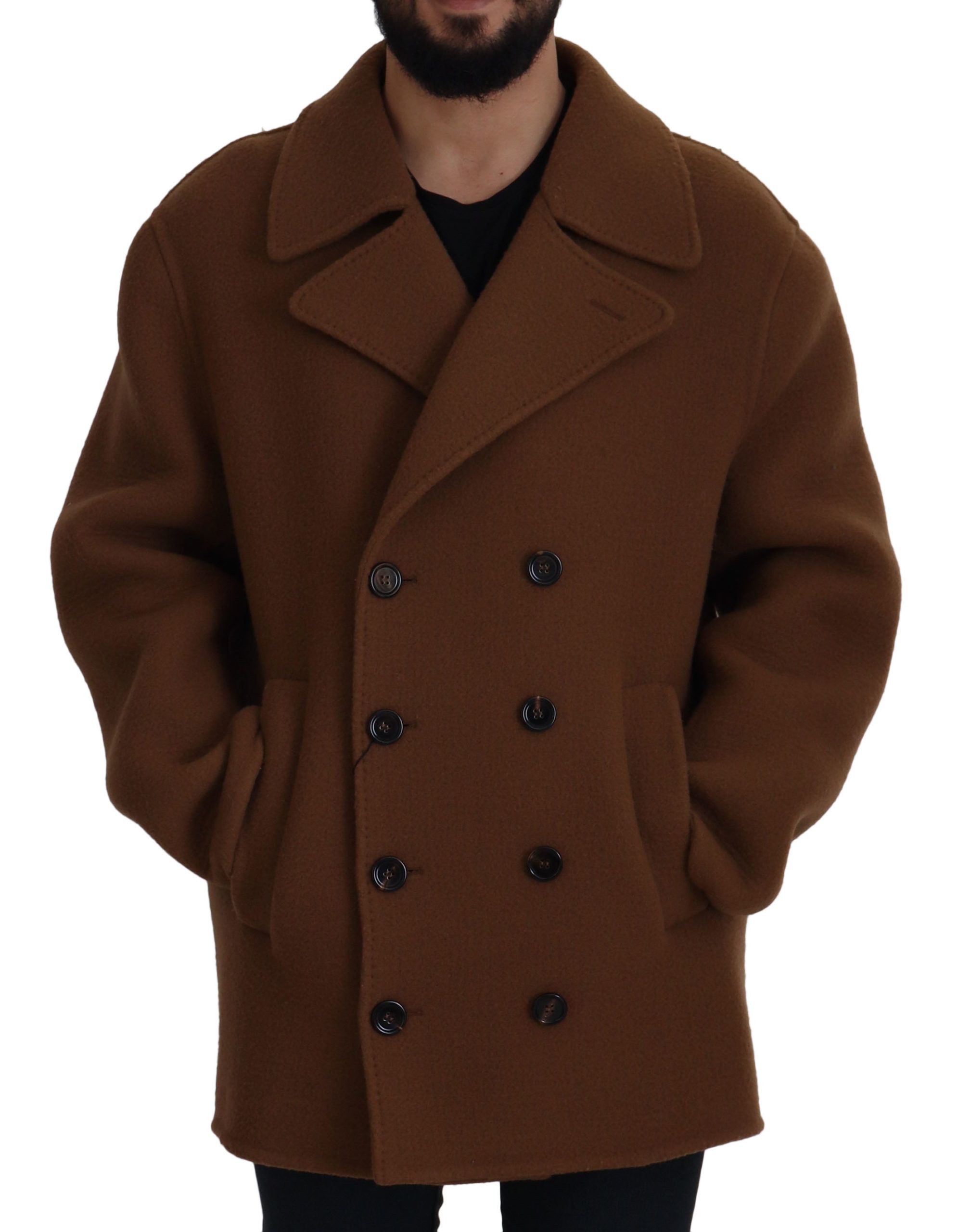Elegant Double Breasted Brown Jacket hover