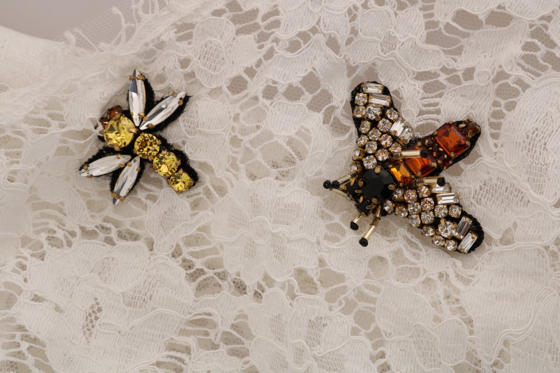 Elegant White Lace Embellished Mini Blouse