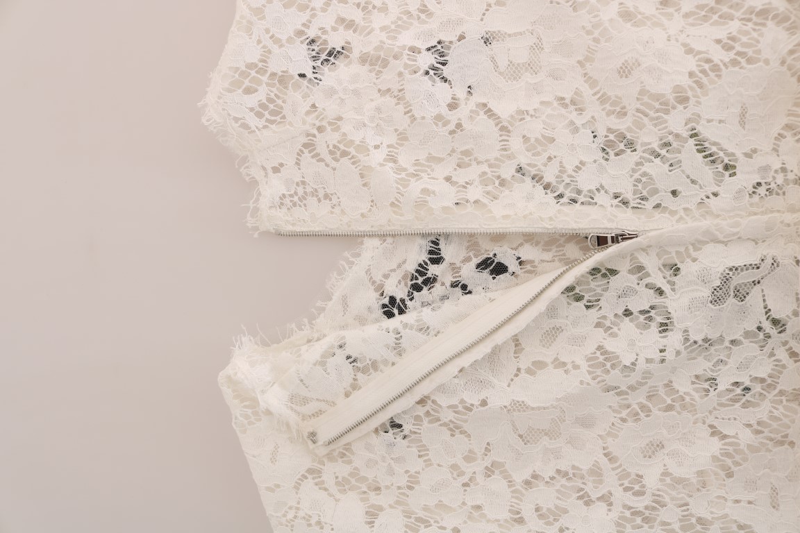 Elegant White Lace Embellished Mini Blouse