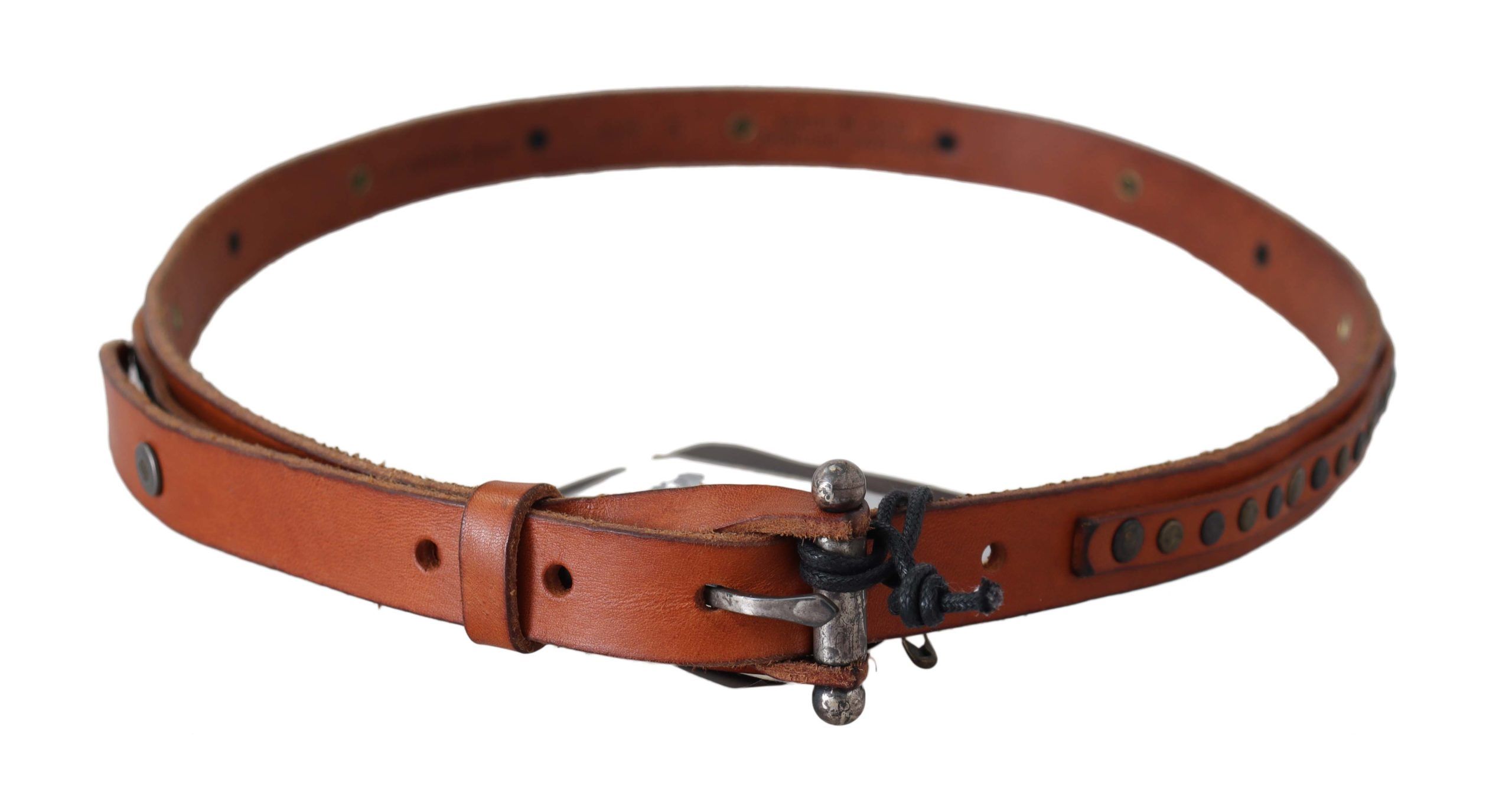 Brown Genuine Leather Rustic Silver Buckle Belt hover